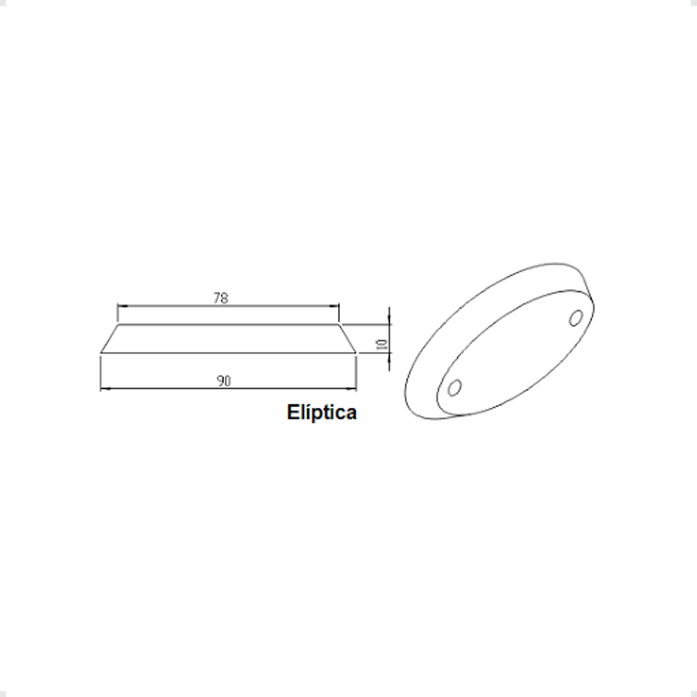 Luz de Cortesia Oval Elíptica em Acrílico Led 12v Barcos Motorhome