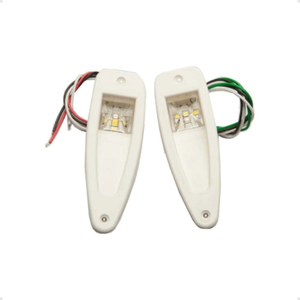 Par Luzes Bordo Olho Tubarão Led Branco Acabamento Branco 12v